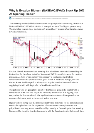 Why Is Evaxion Biotech NASDAQEVAX Stock Up 60 At Opening Trade