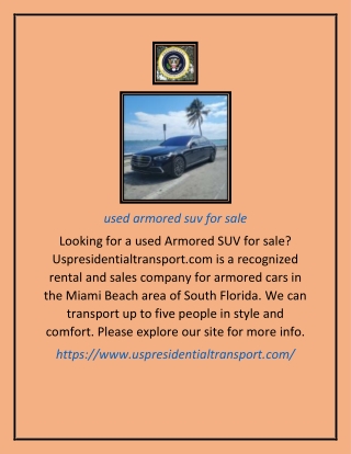 Used Armored Suv For Sale | Uspresidentialtransport.com