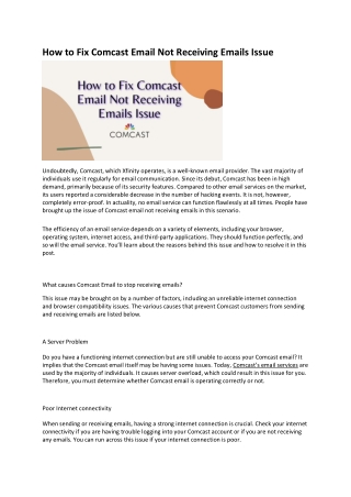 How to Fix Comcast Email Not Receiving Emails Issue