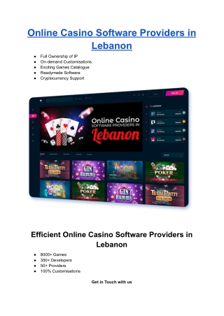 Online Casino Software Providers in Lebanon