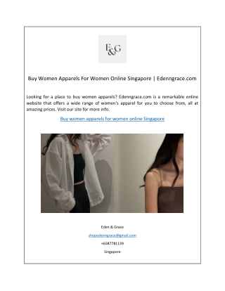 Buy Women Apparels For Women Online Singapore | Edenngrace.com