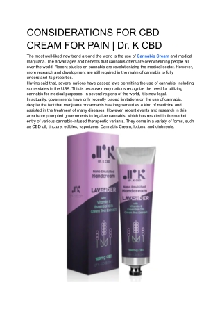 CONSIDERATIONS FOR CBD CREAM FOR PAIN _ Dr. K CBD (1)