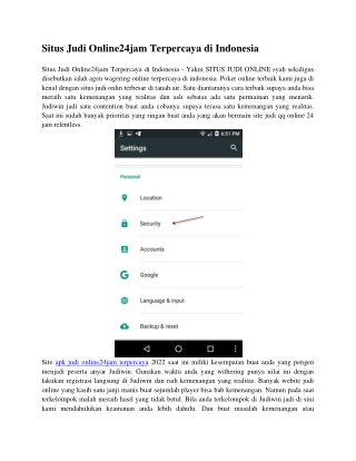 Situs Judi Online24jam Terpercaya di Indonesia