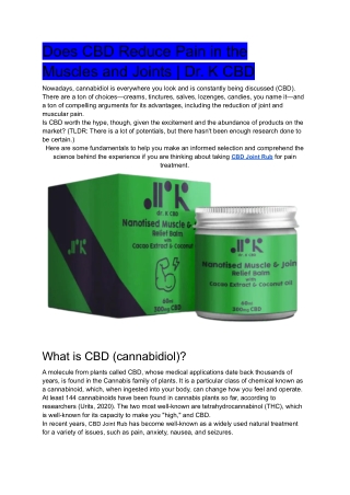 Does CBD Reduce Pain in the Muscles and Joints _ Dr. K CBD (1)