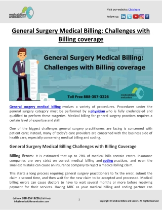 General Surgery Medical Billing- Challenges with Billing coverage