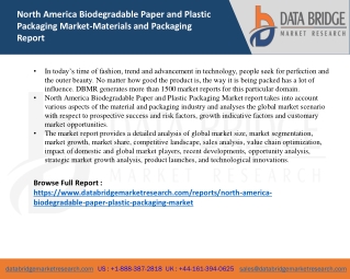 North America Biodegradable Paper and Plastic Packaging Market Size, Scope