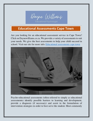 Educational Assessments Cape Town  Daynewilliams.co.za