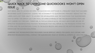 Simple fixing methods to resolve QuickBooks Won't Open