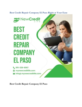 Best Credit Repair Company El Paso Right at Your Ease