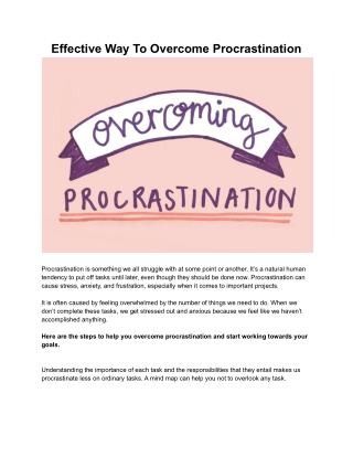 Effective Way To Overcome Procrastination