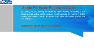 Single Ply Epdm Roofing in Dublin Vsroofing.ie