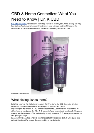 CBD & Hemp Cosmetics – Everything You Should Know