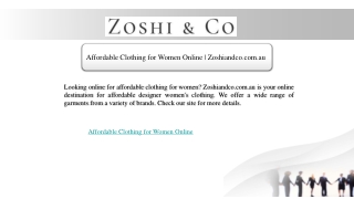 Affordable Clothing for Women Online | Zoshiandco.com.au