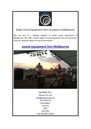 Audio Visual Equipment Hire Company in Melbourne