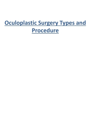 Oculoplastic Surgery Types and Procedure