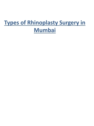 Types of Rhinoplasty Surgery in Mumbai