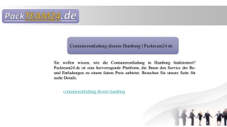 Containerentladung dienste Hamburg | Packteam24.de