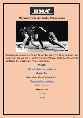 Martial Arts For Combat Sports  Bloommma