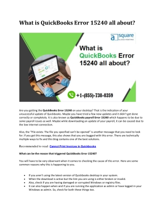 What is QuickBooks Error 15240 all about?