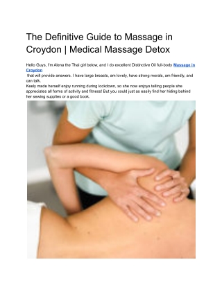 The Definitive Guide to Massage in Croydon _ Medical Massage Detox