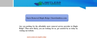 Snow Removal Maple Ridge | Snowlimitless.com
