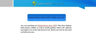 Chelsea Flower Show 2022 | Gold-crest.com