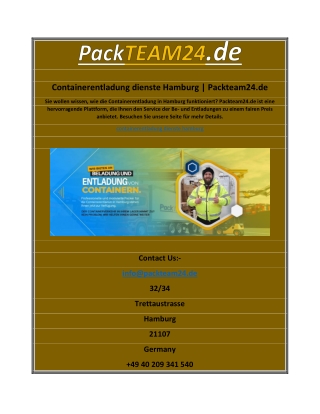 Containerentladung dienste Hamburg | Packteam24.de