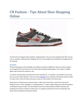 CN Fashion - Tips About Shoe Shopping Online