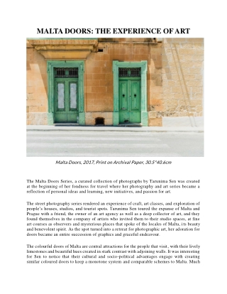 MALTA DOORS THE EXPERIENCE OF ART