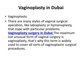 Vaginoplasty in Dubai