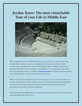 Find the best Jordan two day tours