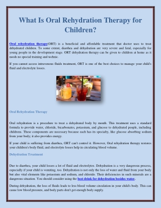 What Is Oral Rehydration Therapy for Children?