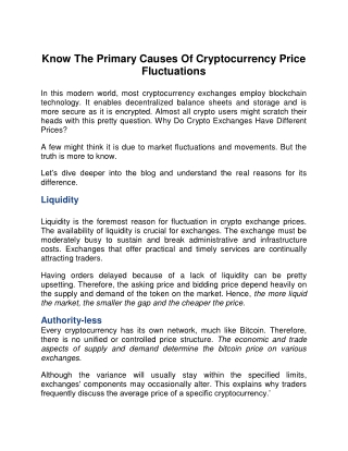 Know The Primary Causes Of Cryptocurrency Price Fluctuations