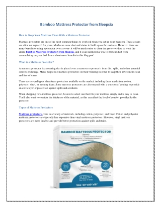 Bamboo Mattress Protector from Sleepsia