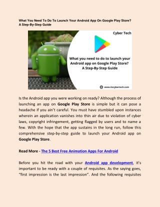 What You Need To Do To Launch Your Android App On Google Play Store?