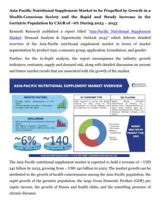 Asia-Pacific Nutritional Supplement Market Press Release