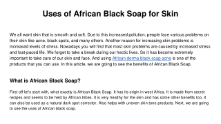 Uses of African Black Soap for Skin