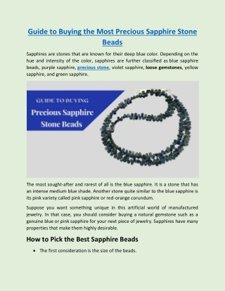 Guide to Buying The Most Precious Sapphire Stone Beads