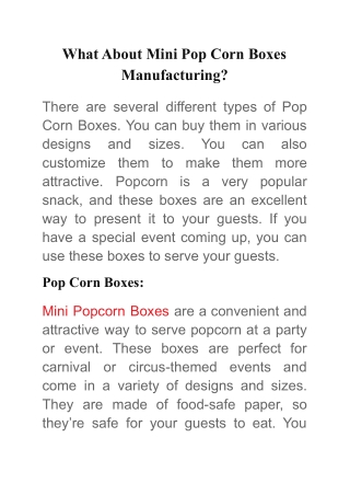 What About Mini Pop Corn Boxes Manufacturing