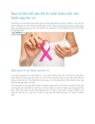 Bạn sẽ như thế nào khi bị chẩn đoán mắc căn bệnh ung thư vú