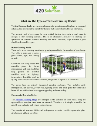 What are the Types of Vertical Farming Racks?