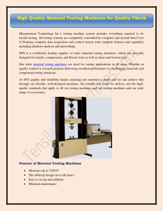 High Quality Material Testing Machines for Quality Check