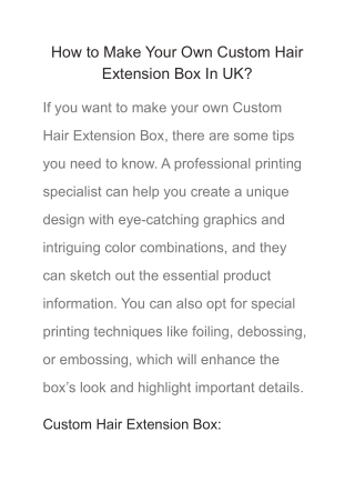 How to Make Your Own Custom Hair Extension Box In UK