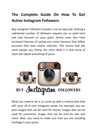 The Complete Guide On How To Get Active Instagram Followers