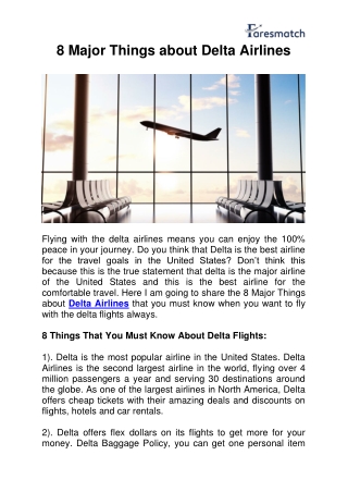 Major Things about Delta Airlines