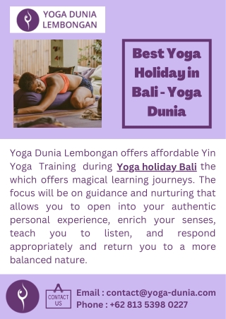 Best Yoga Holiday in Bali - Yoga Dunia