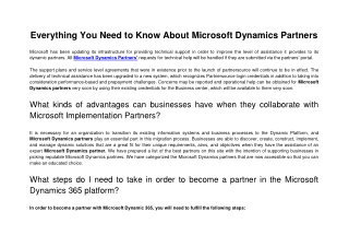 Everything You Need to Know About Microsoft Dynamics Partners