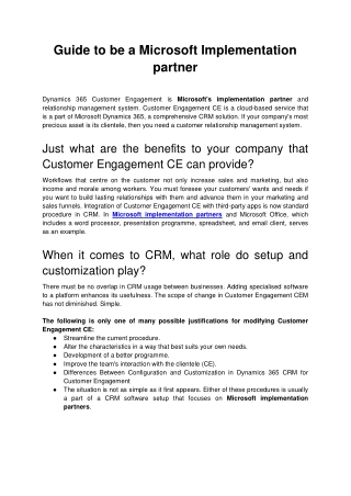 Guide to be a Microsoft Implementation partner