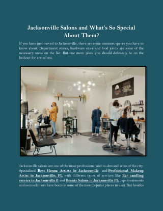 Jacksonville Salons and What’s So Special About Them