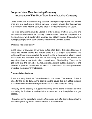 fire proof door Manufacturing Company